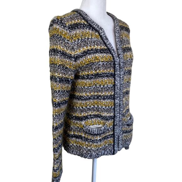 Banana Republic Sz S Chartreuse Tweed Sweater Cardigan Jacket Chunky Knit Glam - Picture 4 of 16